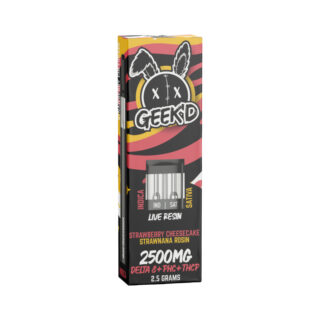 Geek'd - THC Vape - Live Resin D8 + PHC + THCP Switch Disposable - Strawberry Cheesecake & Strawnana Rosin - 2.5g